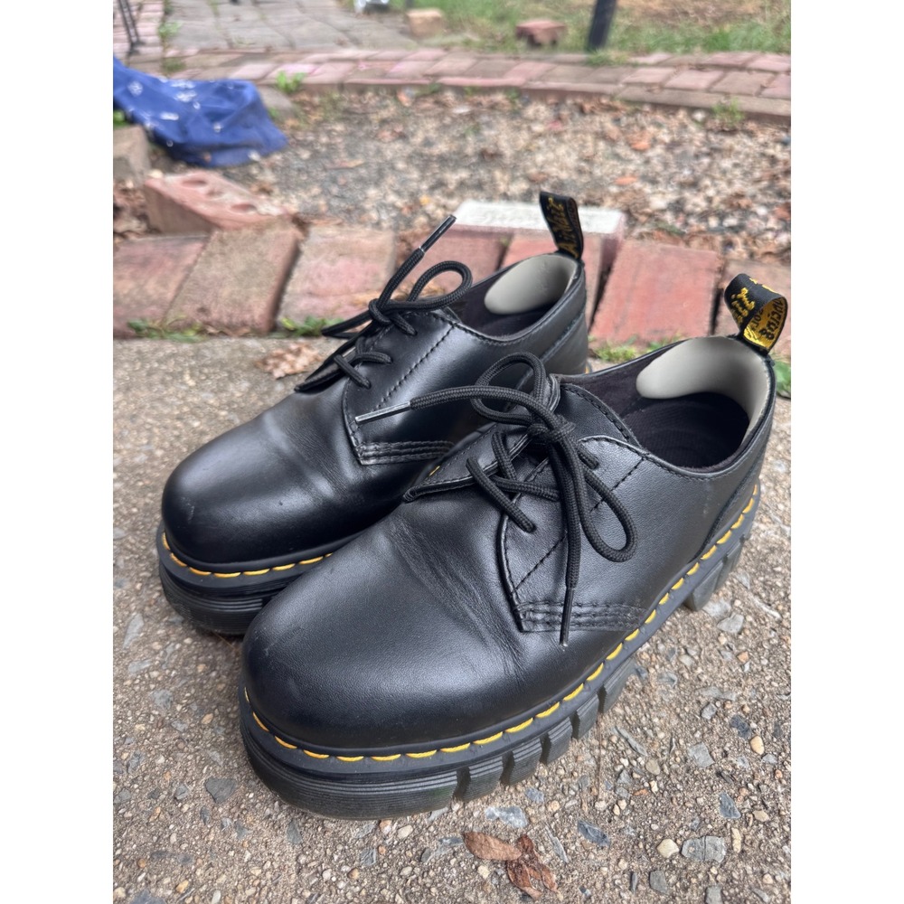 Dr. Martens Audrick 3-Eye Platform Shoes Black Nappa Lux Leather US Women 8